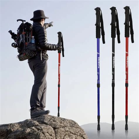 2pcs Adjustable 3 Section Trekking Walking Hiking Sticks Telescopic ...