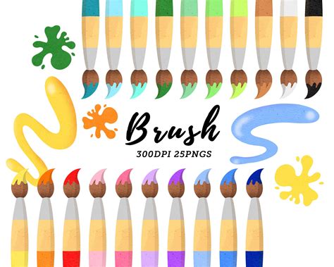 Watercolor Paint Brush Clipart / Art Supplies Download / Instant ...