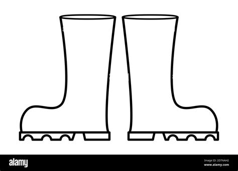 Rubber boots outline vector design. Wellington boot contour ...