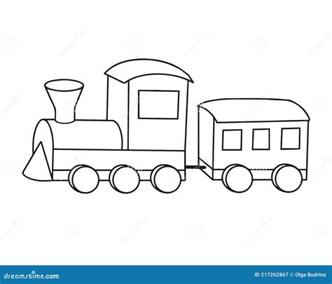 Cartoon Toy Train, Outline Illustration on White Background Stock ...