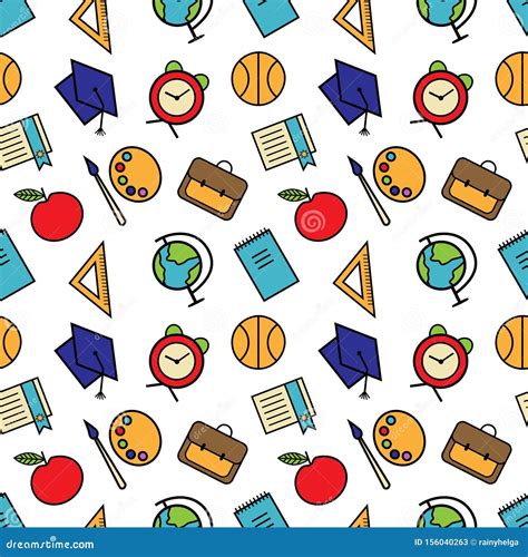 Back To School Fun Seamless Pattern. Colored School Supplies at the ...