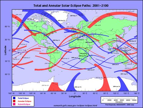 Path of Total Solar Eclipse of 2045 Aug 12