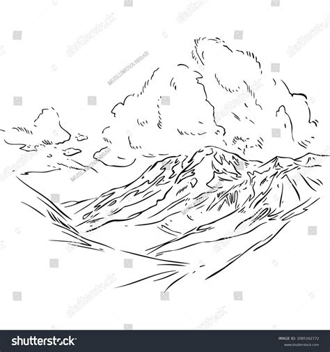 Mountains Big Clouds Sketch Vector Illustration Stock Vector (Royalty ...