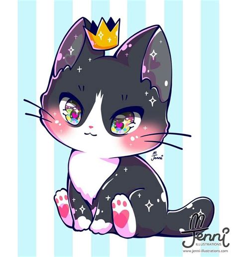 Cute Cat Drawing with Crown