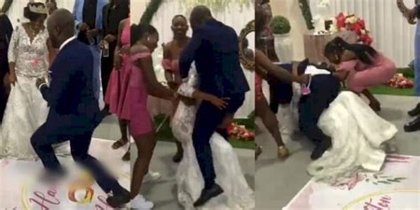 Moment couple suffered embarrassing fall while dancing at their wedding ...