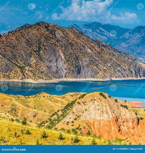 Nice View of Nurek Reservoir in Tajikistan Stock Image - Image of pass ...