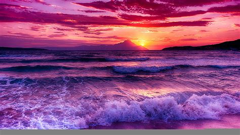 HD wallpaper: ocean waves on beach shore, sea, the sky, sunset, nature ...