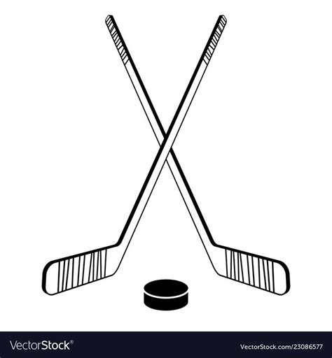 Two crossed hockey sticks and a puck. Vector illustration. Download a ...