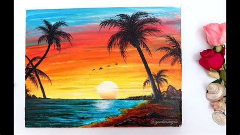 Beach Sunset Acrylic Painting For Beginners