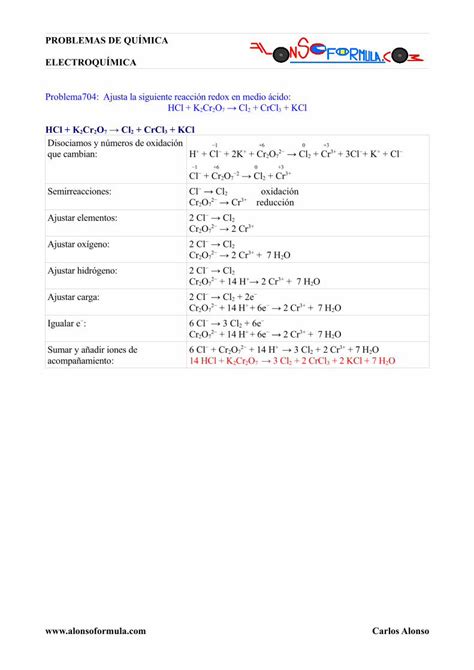 (PDF) PROBLEMAS DE QUÍMICA ELECTROQUÍMICA HCl + K Cr · PDF ...