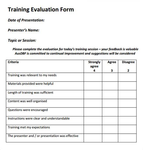 15+ Sample Training Evaluation Forms – PDF | Sample Templates