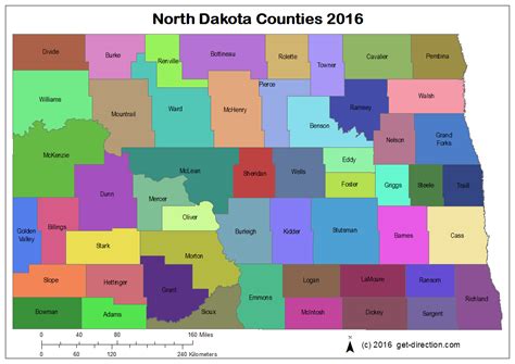 Map of North Dakota Counties