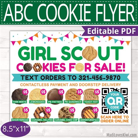 2024 ABC Printable Girl Scout Flyer With QR Code, 8.5x11 Cookie Menu ...