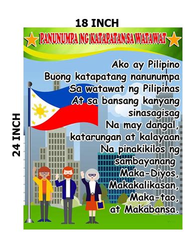 EDUCATIONAL POSTER TARPAULIN PANUNUMPA SA WATAWAT NG PILIPINAS 18 INCH ...