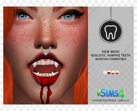 Realistic Vampire Teeth - Sims 4 Vampire Teeth Cc, HD Png Download ...