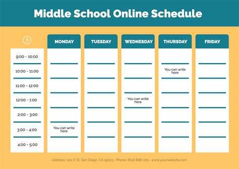 Middle school online schedule to customize | School schedule, Class ...