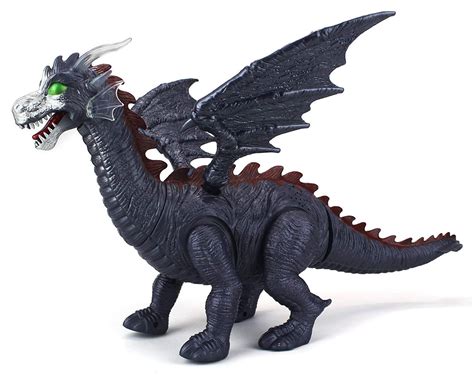 Battery Operated Walking Toy Dragon with Wings Figure, w/ Realistic ...