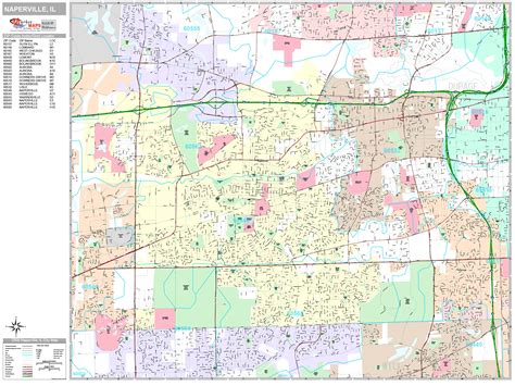 Naperville Illinois Wall Map (Premium Style) by MarketMAPS