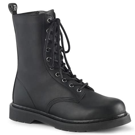 Bolt Mens Black Combat Mid-Calf Boot - Vegan Leather Combat Boots