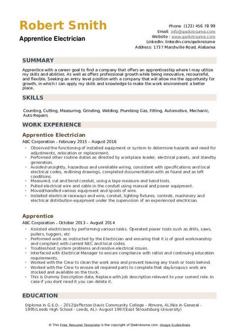 Apprenticeship Resume Template - Printable Word Searches