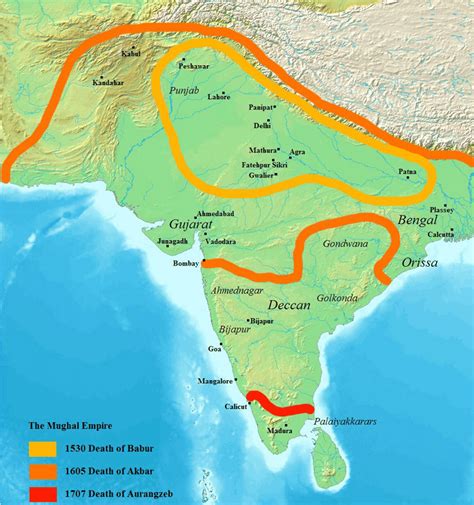 The Mughal empire, from 1526 to 1858, largest empire of India