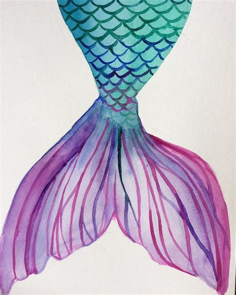 Watercolor Mermaid tail. Follow me on Instagram for more @katiyari ...