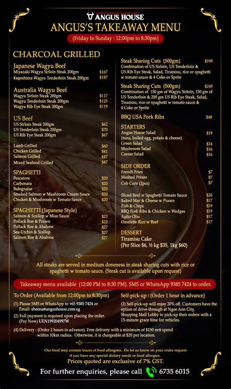 Takeaway Menu – Angus House