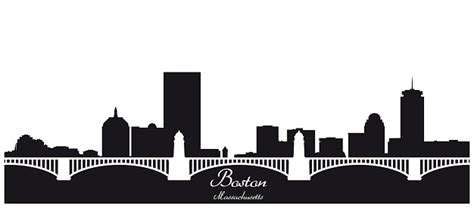 Boston Skyline Black And White Silhouette Stock Illustration - Download ...