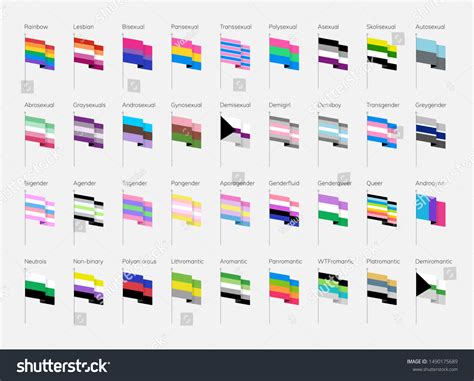 Lgbt Symbols Flat Pride Flags List Stock Vector (Royalty Free ...