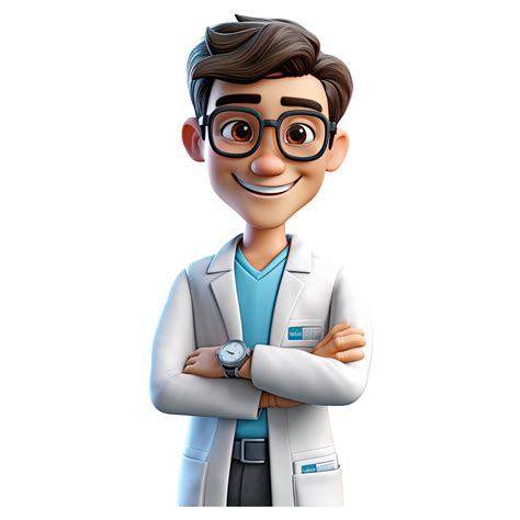 3D Happy cartoon doctor. Cartoon doctor on transparent background ...