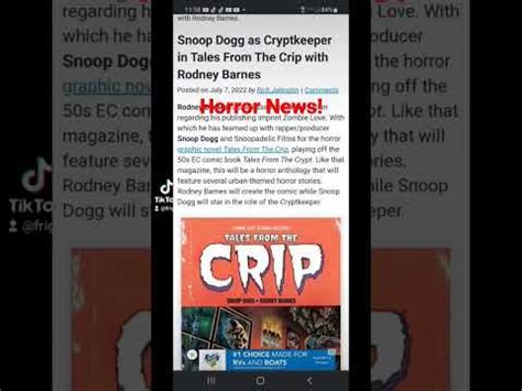 Snoop Dogg to star as Crypt Keeper in New Tales from the Crip. - YouTube