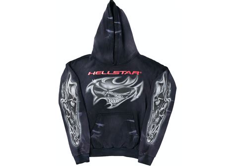 Hellstar Airbrushed Skull Hoodie Black Men's - FW23 - GB