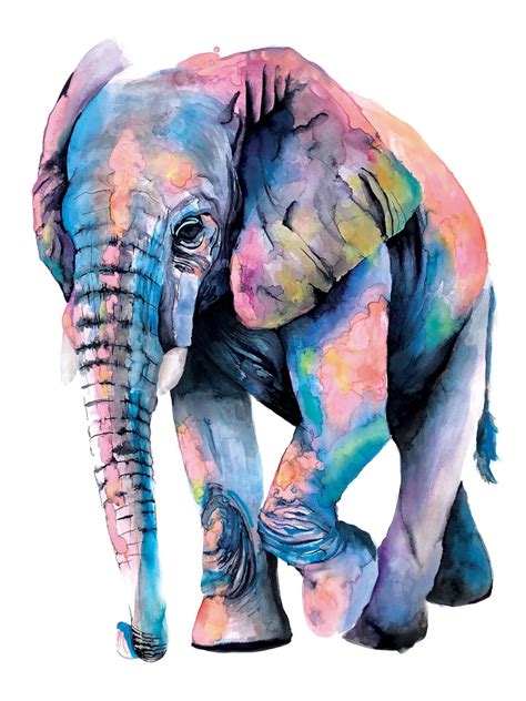 Elephant watercolor painting art digital download by Kate | Etsy