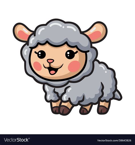 Cute happy baby sheep cartoon Royalty Free Vector Image