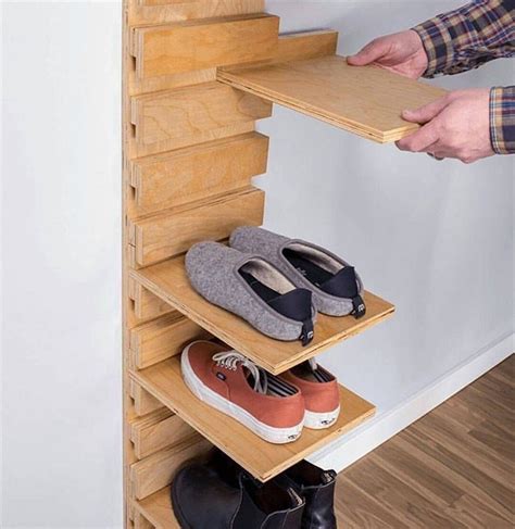 Vertical shoe storage for Tiny House organization | Wall shoe rack, Diy ...