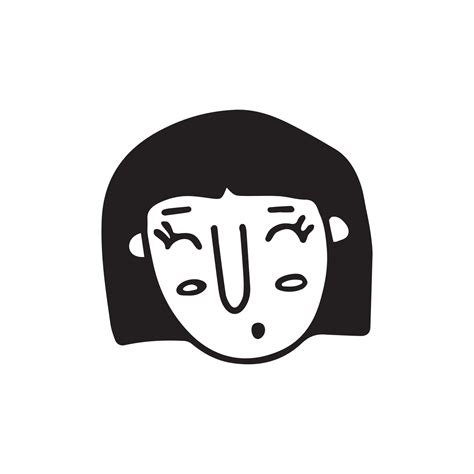 Doodle girl face. Black and white vector isolated 20903130 Vector Art ...