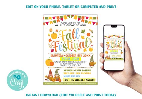 Fall Festival Flyer, Editable School Event Flyer, Church School Commun ...