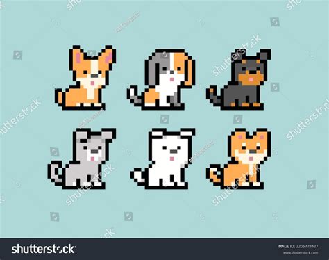 Pixel Dogs Puppy Vector Collection Pixel Stock Vector (Royalty Free ...