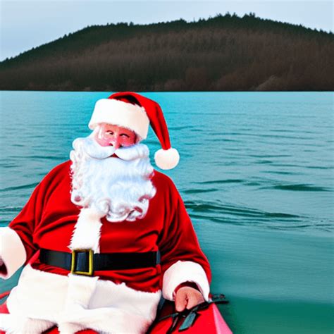 Santa Claus in a Kayak · Creative Fabrica