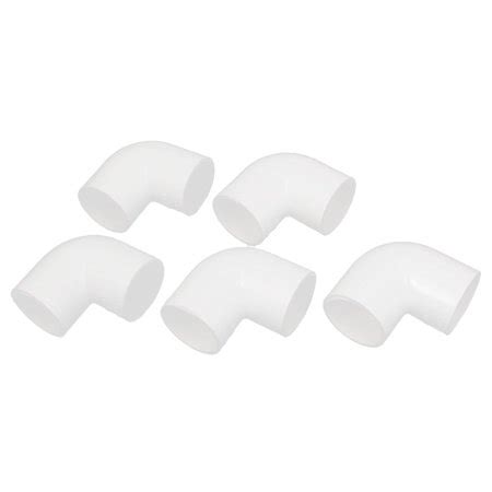 90 Degree Elbow PVC Pipe Connectors White 32mm Inner Dia 5 Pcs ...