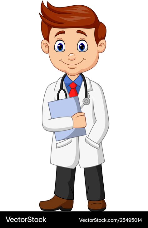 Cartoon male doctor holding a clipboard Royalty Free Vector