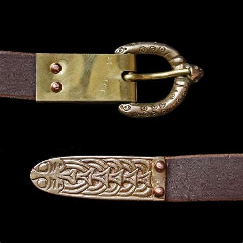 Customisable Handmade Leather Viking Belt with Bronze Replica Fittings