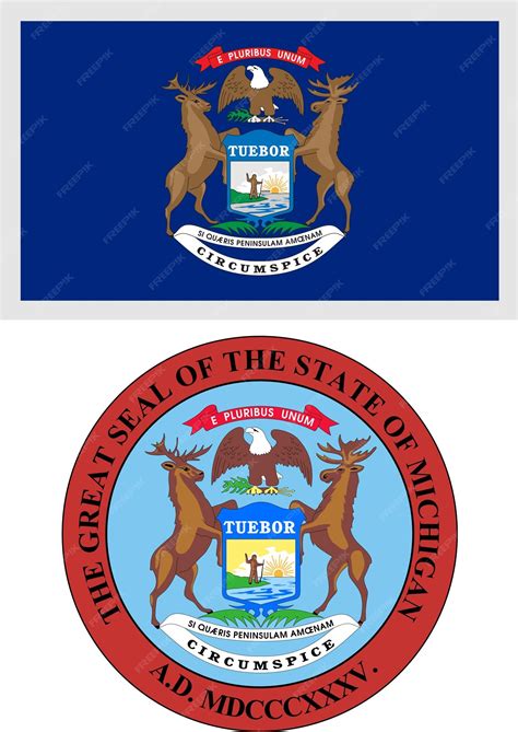 Premium Vector | Michigan us state flag and coat of arm design