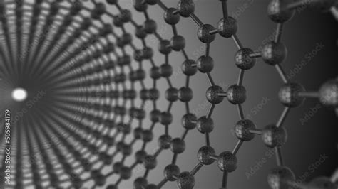 3D illustration rendering of Carbon nanotubes CNTs, cylindrical large ...