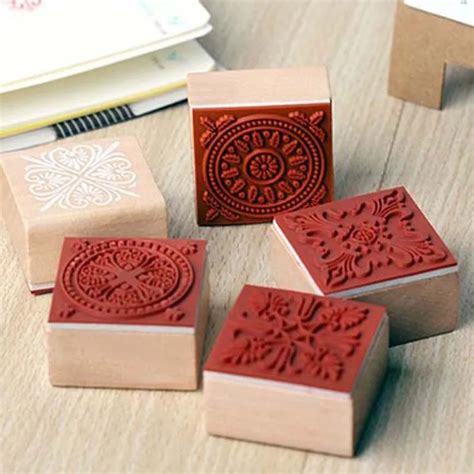 Classic Vintage Square Wooden Rubber Stamps For Scrapbooking Retro ...