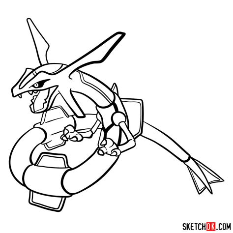 How to draw Rayquaza | Pokemon - Sketchok easy drawing guides