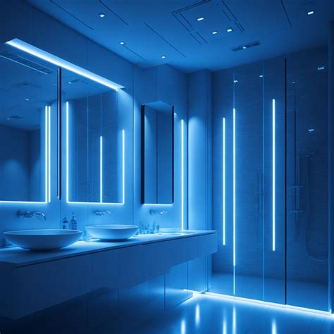 White Bathroom with Blue LED Lights