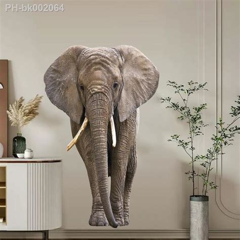 3D Animal Elephant Tiger Leopard Lion Wall Decal Children's Baby Room ...