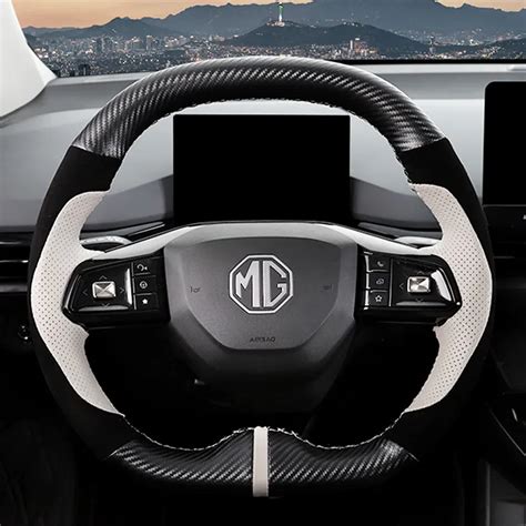 For MG4 2022 2023 MG MULAN Genuine Leather Car Steering Wheel Cover Car ...