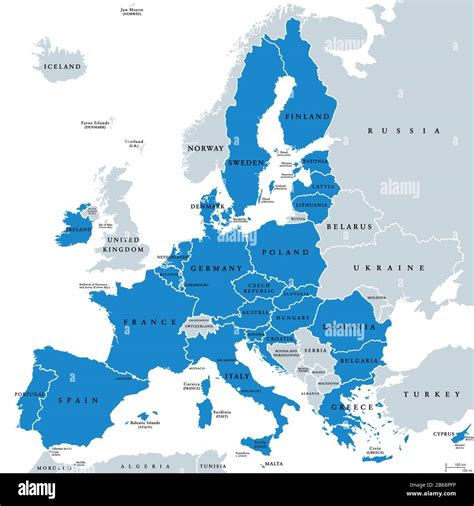 Political map of European Union member states. 27 EU member states ...